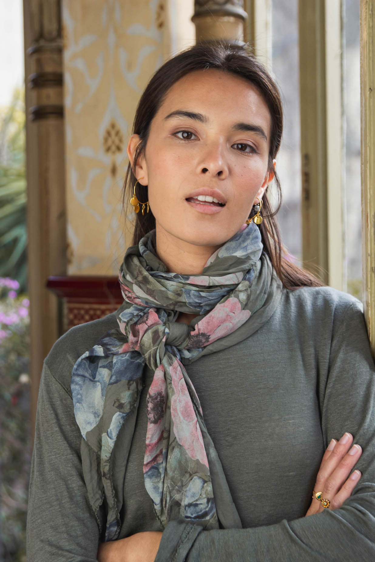 Printed scarf - SAND - Nina Kendosa