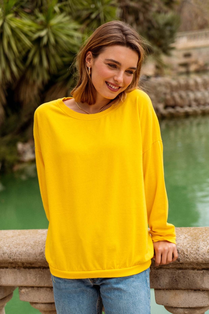 Yellow cotton sweater on sale women's